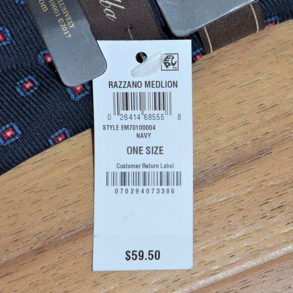 NWT Tasso Elba Blue Print Wool Neck Tie - Picture 5 of 5
